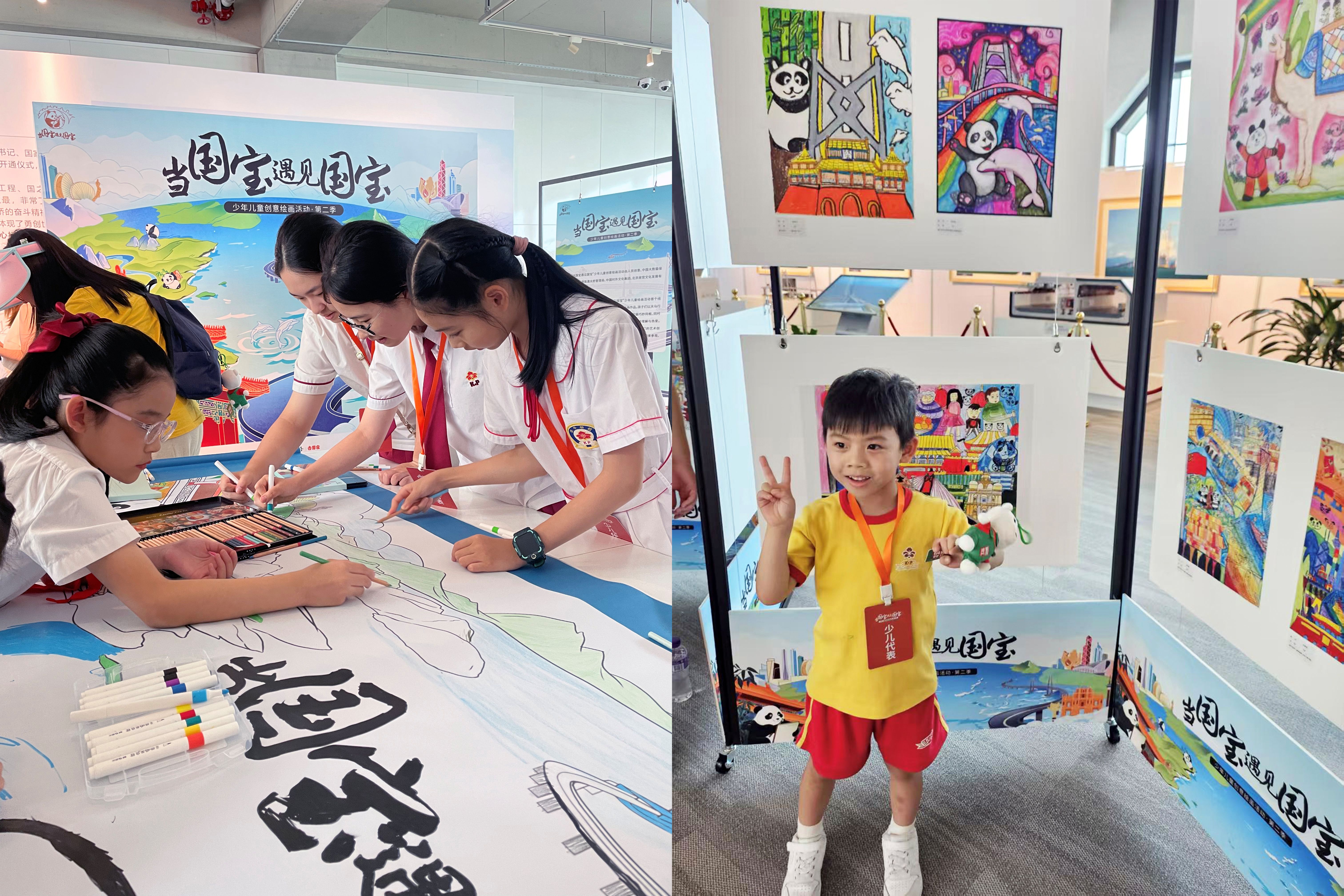 2025070505除了即場共同創作的國寶長卷外也同步展出了200多幅來自大灣區兒童的優秀繪畫作品左圖s